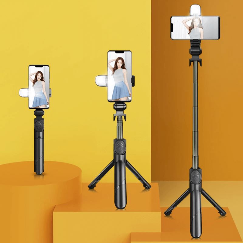 Trípode para celular con luz completa: Bluetooth, luz y control remoto