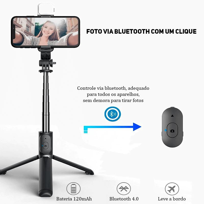 Trípode para celular con luz completa: Bluetooth, luz y control remoto